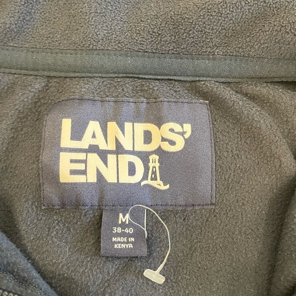 Lands’ End Men’s 3 Quarter Zip Fleece Jacket Pullover.  Navy Blue.  Size Medium - Picture 7 of 12